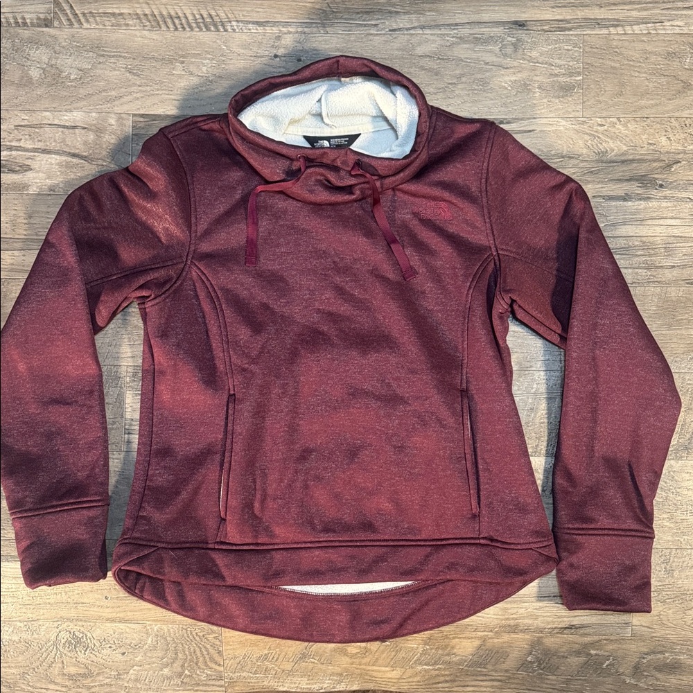 The North Face - Women’s Cowlneck Maroon Sweatshirt with Cream Lining